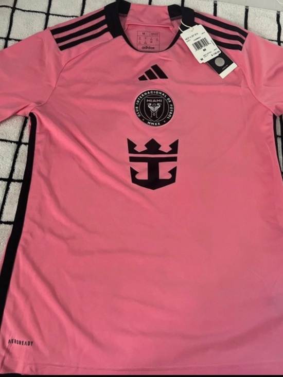 adidas Tops - adidas Pink Messi Soccer Jersey with Black Accents - Miami Crest